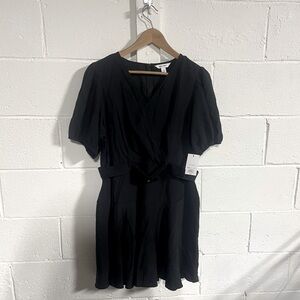 NWT Nine West Black V Neck Short Sleeve A-line belted Dress Sz XL